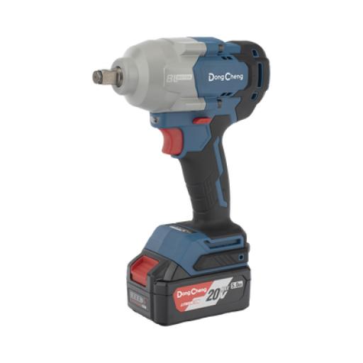 DONG CHENG Llave de Impacto Inalámbrica de 20 V, incluye 2 Baterías de 5.0 AH, Cargador y Estuche plástico. 