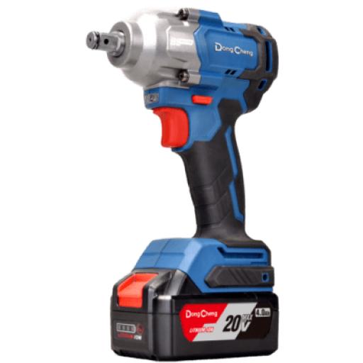 DONG CHENG Llave de Impacto Inalámbrica de 20 V, incluye 2 Baterías de 4.0 AH, Cargador y Estuche plástico. 