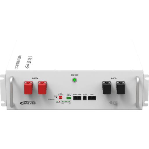 EPEVER Batería de Litio LiFePO4 51.2Vcc, 5.12Kwh, Rack 4UR para Montaje en Rack,