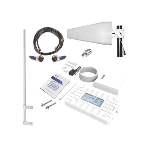 Epcom Kit Amplificador de Señal Celular 5G / Penta Banda; B28, B5, B2/25, B4/66 y B7 / Soporta 2G, 3G, 4G y 5G / Compatible con TELCEL, AT&T, MOVISTAR y OMV como Bait, PilloFon y más / Cobertura hasta 200 m2 / Incluye Antenas y Cable de 15 m