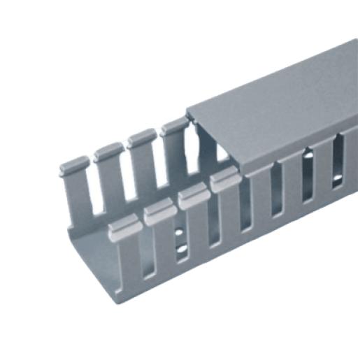 [PANDUIT_FC1.5X4LG2] Panduit Canaleta Ranurada de PVC con Tapa, Tipo F, 44.5 mm de Ancho, 104.1 mm de Alto y 2 m de Largo, Color Gris