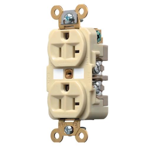 [HUBBELL_HUB-HBL5362I] Hubbell Contacto Dúplex 20 A 125 V / 2 Polos 3 Hilos / Color Marfil /Nema 5-20R /Grado Industrial.