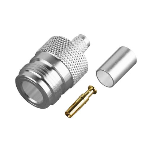 RF Industries Conector N Hembra de Anillo Plegable para Cable PROFLEX ó Grupo P, Plata/ Oro/ Teflón.