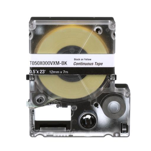 [PANDUIT_T050X000VXM-BK] Panduit Casete de Etiquetas de Vinilo de Cinta Continua, Color Negro Sobre Amarillo, Uso Interior/Exterior, 9 mm de Ancho x 7 Metros de Largo
