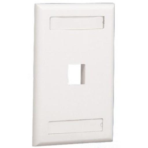[PANDUIT_NK1FWHY] Panduit Placa de Pared Vertical, Salida Para 1 Puerto Keystone, Con Espacios Para Etiquetas, Color Blanco