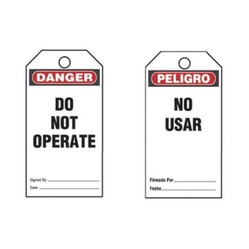 Panduit Paquete de 25 Etiquetas de Seguridad, Con Texto "Peligro, No Usar", de 76 x 146 mm, Color Negro Sobre Blanco