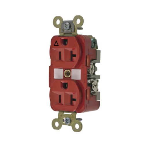 Hubbell Contacto Dúplex Conexión a Tierra Aislada/ 20 A 125 V/ 2 polos 3 Hilos/ Color Rojo/ Nema 5- 20R/ Grado Industrial.
