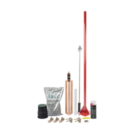 [TOTALGROUND_KIT-MASTER-ALU-V2] Total Ground Kit Pararrayo con Accesorios para Protección de Diámetro de 80 m.